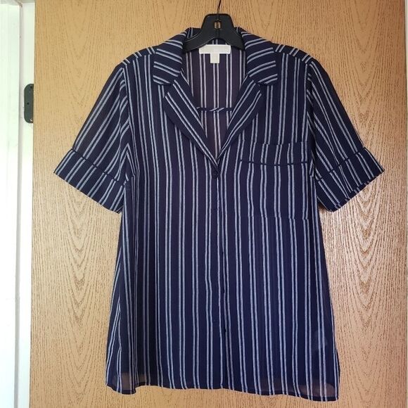 Michael Kors Pajama Style Button Up Front Shirt Medium Casual Chic - Picture 7 of 7